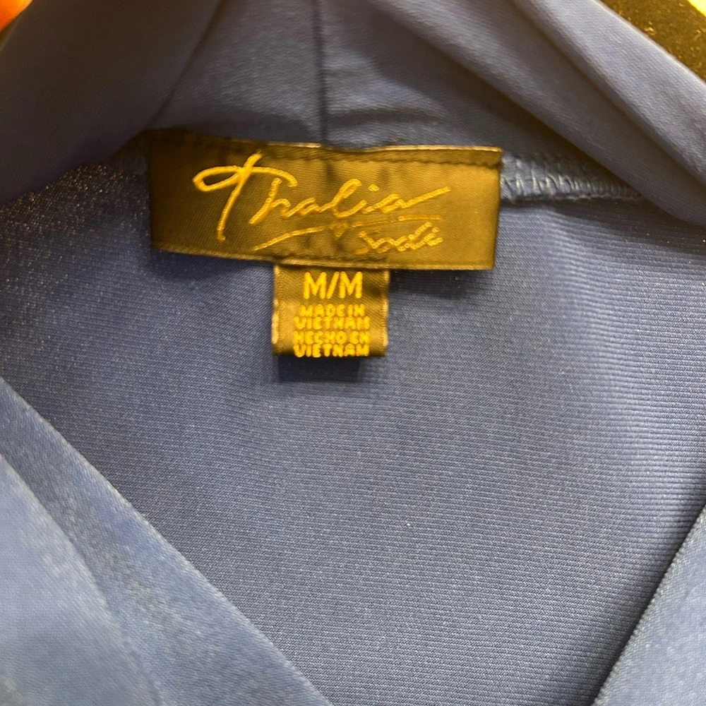 Talia  Royal Blue Sleeveless Blouse with Gold Details M - Picture 3 of 4